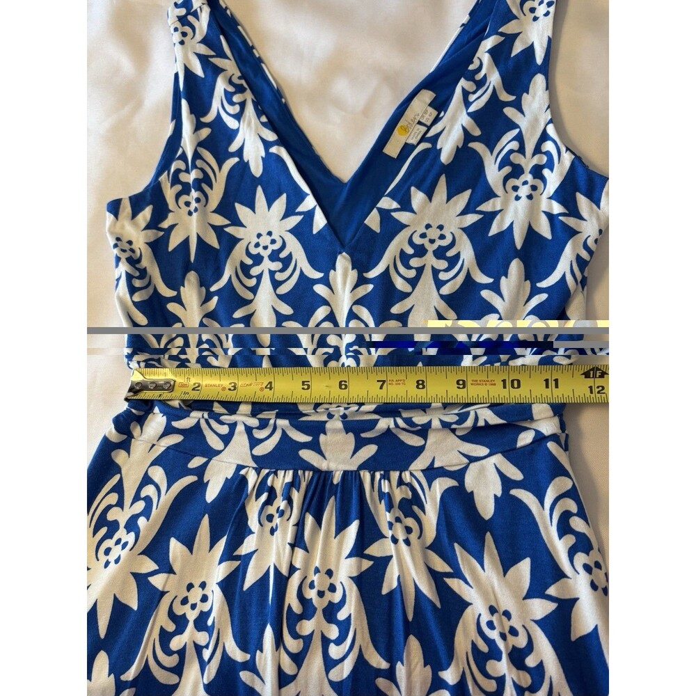 BODEN Damask Maxi Dress Navy White Floral Sleeveless Jersey Stretch 4 Petite - Picture 9 of 10